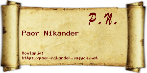 Paor Nikander névjegykártya
